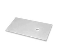 FRASCIO Receveur de douche 75 x 175 cm Line Extra Slim Gris Clair Ral 7035 en résine synthétique et poudre de marbre avec bonde en cadeau