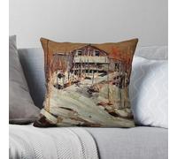 Frasers Lodge Tom Thomson Taie d'oreiller en polyester et lin Motif velours Fermeture éclair Décor Housse de coussin de lit