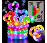 Frasheng 12 Pièces Pop Tubes Mini Jouets Sensoriels, Jouets Sensoriels de Tuyau Extensible Multicolore Jouets de Soulager Stress, LED Bâtons Lumineux, Party Favours Fournitures de Fête Lumineuses