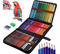Frasheng Crayons De Couleur Professionnel,72Pcs Professionnel Crayons Dessin,Crayons de couleur,Pochette avec zip,Inclus Gommes, taille-crayon et rallonge de crayon,Idéal pour Adultes et Enfants