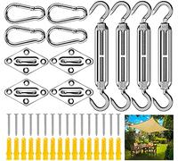 Frasheng Kit de Fixation Voile d'ombrage,44Pcs Kit de Montage Fixations d'ombrage de Voile,Acier Inoxydable 304 Kit Accessoires de Fixation de matériel,Kit de Fixation pour Voile de Jardin pour Jardin