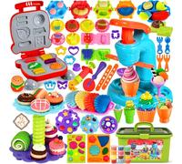 Frasheng Pate a Modeler, 76 Pièces Pâte À Modeler pour Enfants, Accessoires en Pâte à Modeler pour Créer des Hamburgers et des pizza, Pâtes, Outils de Pâte À Modeler, avec 12 Pots de Pate a Modeler