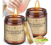 Frasheng Set de Bougies Citronnelle, 2 x 9oz Bougie Citronnelle, Bougies en Cire de Soja Naturelle, Longue Durée, Bougie Citronnelle Extérieur pour Jardin Camping Voyage Terrasse Balcon