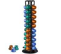 Frasheng Tournant Support à Capsules à Café,Distributeur de Capsules,Grande Capacité Peut Contenir 40 Capsules,en Métal Robuste,Fil Chromé,Durable et Facile à Nettoyer,Noir