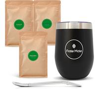 FRATÉ MATÉ Kit Maté Découverte- Coffret Complet avec 3 Yerba Maté BIO x 100g, 1 Calebasse 350ML et Bombilla. Kit parfait pour Découvrir la Yerba Maté - Idée Cadeau