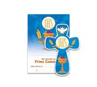 Fratelli Bonella | Croix pour enfants avec attestation souvenir première communion en résine cérame | Made in Italy