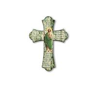 Fratelli Bonella | Crucifix mural en bois vintage représentant Saint Juda 17 x 24 cm | Fabriqué en Italie