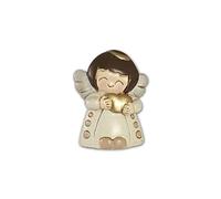 Fratelli Bonella Figurine en résine d'un ange avec cœur en main 4 x 4 cm | Fabriqué en Italie (Figurine en résine d'un ange avec cœur)