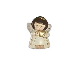 Fratelli Bonella Figurine en résine d'un ange avec cœur en main 4 x 4 cm | Fabriqué en Italie (Figurine en résine d'un ange avec cœur)
