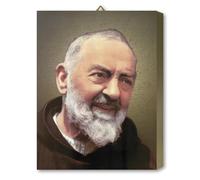 Fratelli Bonella | Planche en mélaminé de chêne doré représentant Padre Pio 19,7 x 25 cm | Made in Italy