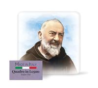 FRATELLI BONELLA - Tableau de soutien avec Padre Pio - Tableau en bois moulé avec boîte cadeau - Surmobile religieux 10 x 10 cm