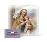 FRATELLI BONELLA - Tableau de soutien avec Saint Joseph - Tableau en bois moulé avec boîte cadeau - Surmobile religieux 10 x 10 cm