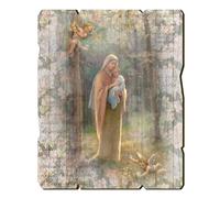 Fratelli Bonella | Tableau en bois moulé style vintage de la Vierge del Bosco f.to 28,5 x 35,5 cm | Fabriqué en Italie