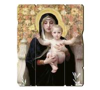 Fratelli Bonella | Tableau en bois moulé style vintage de Notre-Dame avec enfant de William-Adolphe Bouguereau f.to 28,5 x 35,5 cm | Fabriqué en Italie
