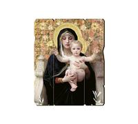 Fratelli Bonella | Tableau en bois moulé style vintage de Notre-Dame avec enfant de William-Adolphe Bouguereau f.to19x24 cm | Made in Italy