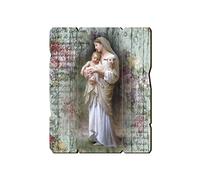 Fratelli Bonella | Tableau en bois moulé style vintage de Notre-Dame avec enfant f.to 19x24 cm | Made in Italy