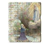 Fratelli Bonella | Tableau en bois moulé style vintage de Notre-Dame de Lourdes avec Bernadette f.to 28,5 x 35,5 cm | Made in Italy