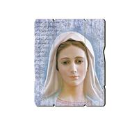 Fratelli Bonella | Tableau en bois moulé style vintage de Notre-Dame de Medjugorje f.to19x24 cm | Made in Italy
