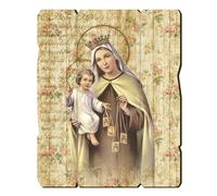 Fratelli Bonella | Tableau en bois moulé style vintage de Notre-Dame du Carmel f.to 28,5 x 35,5 cm | Fabriqué en Italie