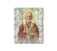 Fratelli Bonella | Tableau en bois moulé style vintage de Saint-Nicolas f.to 19 x 24 cm | Fabriqué en Italie