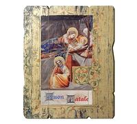 Fratelli Bonella | Tableau en bois moulé style vintage Nativité de Giotto f.to 19 x 24 cm | Fabriqué en Italie