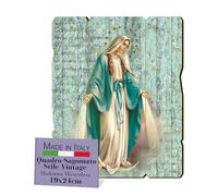 FRATELLI BONELLA - Tableau Madonna Miraculeuse Motif Vintage - Bois de Peuplier Épaisseur 8 mm - Pour Chambre à Coucher 19 x 24 cm - 100% Fabriqué en Italie