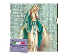 FRATELLI BONELLA - Tableau Madonna Miraculeuse motif vintage - Tableau bois de peuplier épaisseur 8 mm - Tableau Madonna Chambre à coucher 28,5 x 35,5 cm - 100 % fabriqué en Italie