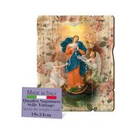 FRATELLI BONELLA - Tableau Madonna Qui Dissout les Nœuds Texturés Vintage - Bois de Peuplier 8 mm - Pour Chambre à Coucher 19 x 24 cm - 100% Fabriqué en Italie
