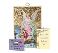 FRATELLI BONELLA - Tableau sacré ange sur le pont et prière ange de Dieu en italien - Tableau bois en MDF de peuplier - Tableau religieux chambre à coucher 8 mm x 10 cm x 15 cm Made in Italy