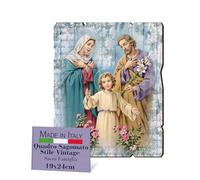 FRATELLI BONELLA - Tableau sacré famille motif vintage - Tableau bois de peuplier épaisseur 8 mm - Toile sainte famille chambre à coucher 19 x 24 cm - 100 % fabriqué en Italie