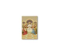 Fratelli Bonella - Tableau sacré sur bois MDF de peuplier 8 mm avec mosaïque en feuille dorée de la dernière Cena avec prière à l'arrière 10 x 15 cm | Fabriqué en Italie