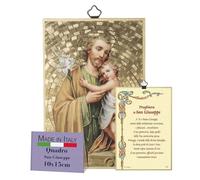 FRATELLI BONELLA - Tableau San Giuseppe avec Prière en Italien - Bois MDF de Peuplier - Décoration Religieuse pour Chambre à Coucher - 8 mm x 10 cm x 15 cm - Fabriqué en Italie