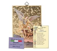 FRATELLI BONELLA - Tableau San Michele Archange et prière dédiée en italien - Tableau bois en MDF de peuplier - Tableau religieux chambre à coucher 8 mm x 10 cm x 15 cm Made in Italy