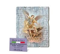 FRATELLI BONELLA - Tableau San Michele Motif Vintage - Bois de Peuplier Épaisseur 8 mm - Religieux pour Chambre à Coucher 19 x 24 cm - 100% Fabriqué en Italie