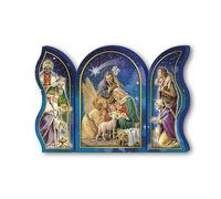 Fratelli Bonella Triptyque de dévotion en bois de la Nativité 6 x 9 cm Fabriqué en Italie