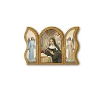 Fratelli Bonella | Triptyque en bois Holy Rita 6 x 9 cm | Fabriqué en Italie