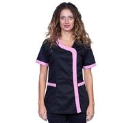 Fratelli ditalia Blouse Casacca de Travail Noire d'été pour Femme, Esthéticienne, Coiffeuse, Institut de Beauté, Glycine, S