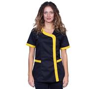 Fratelli ditalia Blouse Casacca de Travail Noire d'été pour Femme, Esthéticienne, Coiffeuse, Institut de Beauté, jaune, L