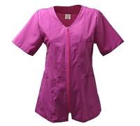 fratelliditalia.org Blouse Casacca Esthéticienne Coiffure Centre de Massage Esthétique Travail Zip Coton - Personnalisable avec Votre Logo, fuchsia, M