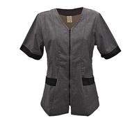fratelliditalia.org Blouse Casacca Esthéticienne Coiffure Centre de Massage Esthétique Travail Zip Coton - Personnalisable avec Votre Logo, gris, XXL