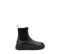 Frau - Beatles en cuir avec semelle rainurée, Noir , 39 EU