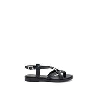 Frau Chaussures Noires 86P2, Sandales Basses pour Femmes, Tongs en Cuir à Bride 38