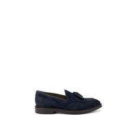 Frau - Mocassin avec pompons en daim, bleu, 42 EU