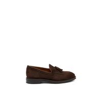 Frau - Mocassin avec pompons en daim, poivre, 45 EU