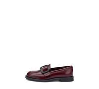 Frau - Mocassins avec boucle en cuir brillant froissé, bordeaux, 37 EU