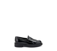 Frau - Mocassins en cuir froissé avec frange, Noir , 38 EU