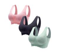Frauen Keine Stahl Ring 3PC Unterwäsche Sammeln Schlaf BH Latex Unterwäsche Traceless Zurück Herz Bar 3PC Sexy BH Set Top Mit Spitze Damen (O, M)