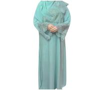 Frauen, muslimische Robe, malaiisch, Indonesien, mit Hijab-Kleid Bauchtuch Tanz (Blue, XXL)