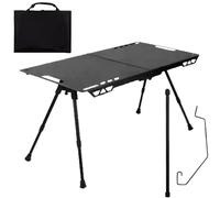 Fravsiu Camping Table, Folding Picnic Desk, Portable Height Adjustable Workbench with Light Holder, Outdoor Cooking Table for RV, Tailgating, Garden, Barbecue, Beach, Backyard, 31.5x15inch