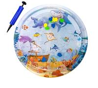 Fravsiu Cat Water Play Mat, Inflatable Round Pad, Thickened PVC Pet Coating, Interactive Sensor Enrichment Toy, Ideal to Sunny Vibes Cooling for Indoor Outdoor Cats 11.81x11.81x0.79 inches